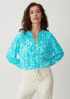 Baumwollbluse aus Crêpe-Comma Hot