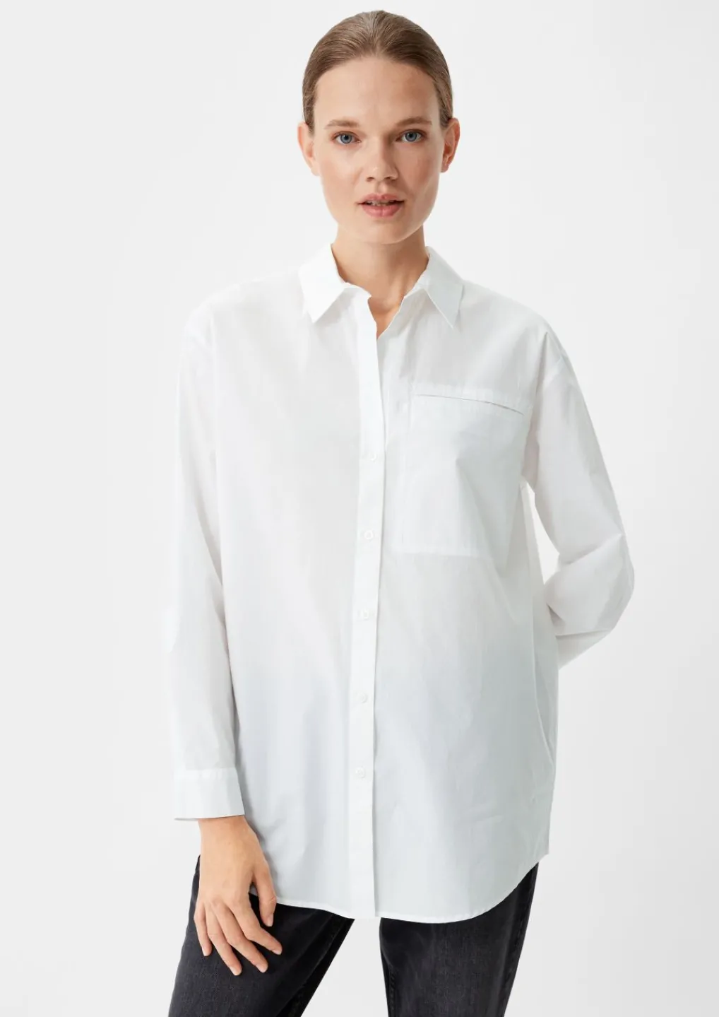 Baumwollbluse mit Paspeltasche-Comma New