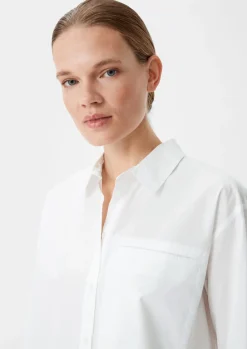 Baumwollbluse mit Paspeltasche-Comma New