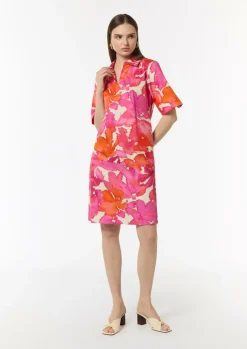 Baumwoll-Kleid mit Hemdkragen und All-over-Print-Comma Sale