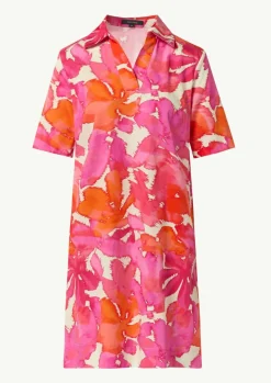 Baumwoll-Kleid mit Hemdkragen und All-over-Print-Comma Sale