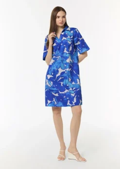 Baumwoll-Kleid mit Hemdkragen und All-over-Print-Comma Discount