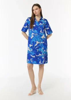 Baumwoll-Kleid mit Hemdkragen und All-over-Print-Comma Discount