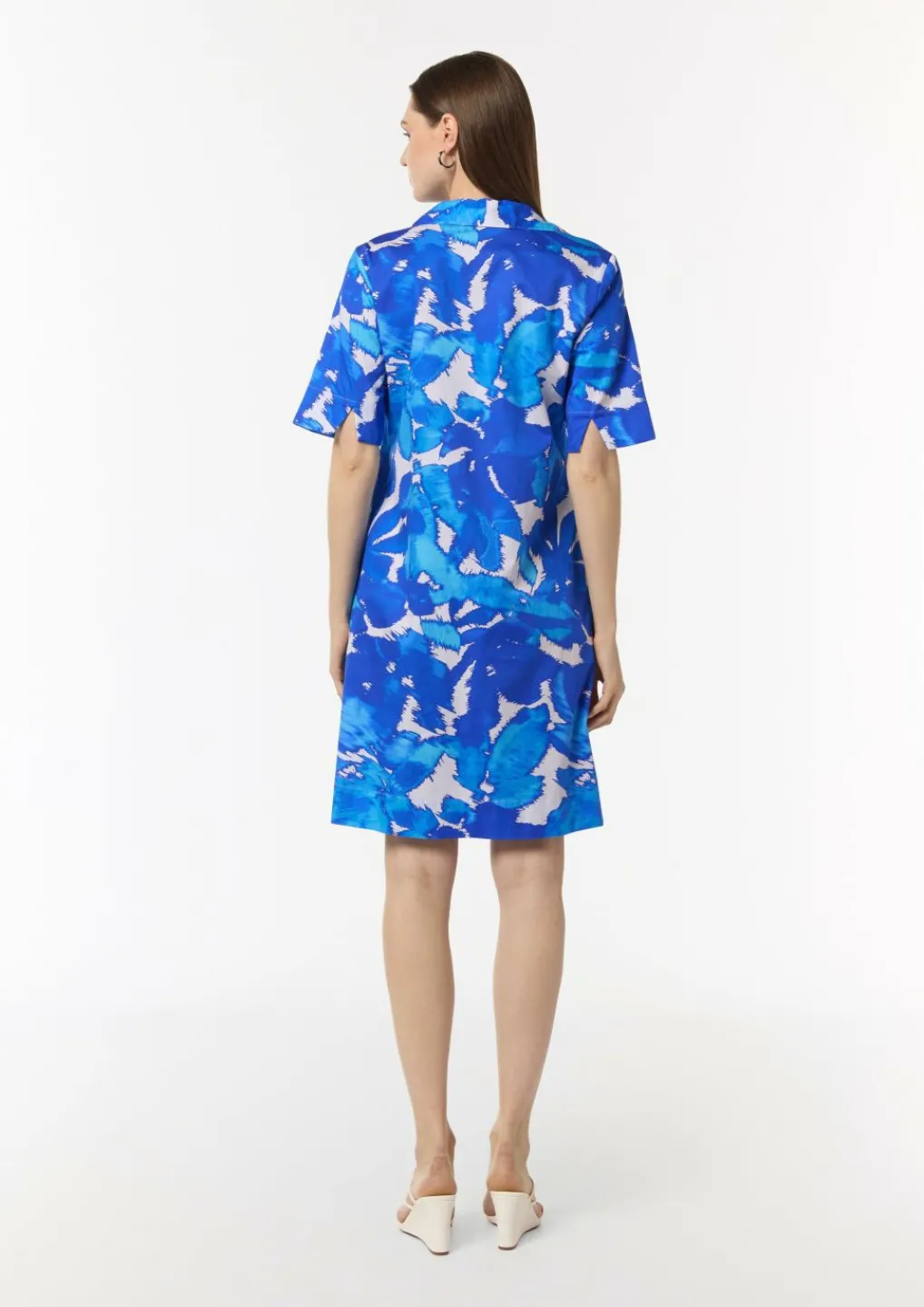 Baumwoll-Kleid mit Hemdkragen und All-over-Print-Comma Discount