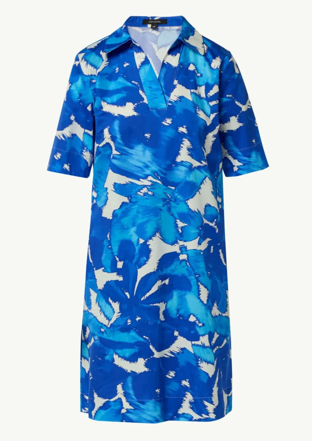 Baumwoll-Kleid mit Hemdkragen und All-over-Print-Comma Discount