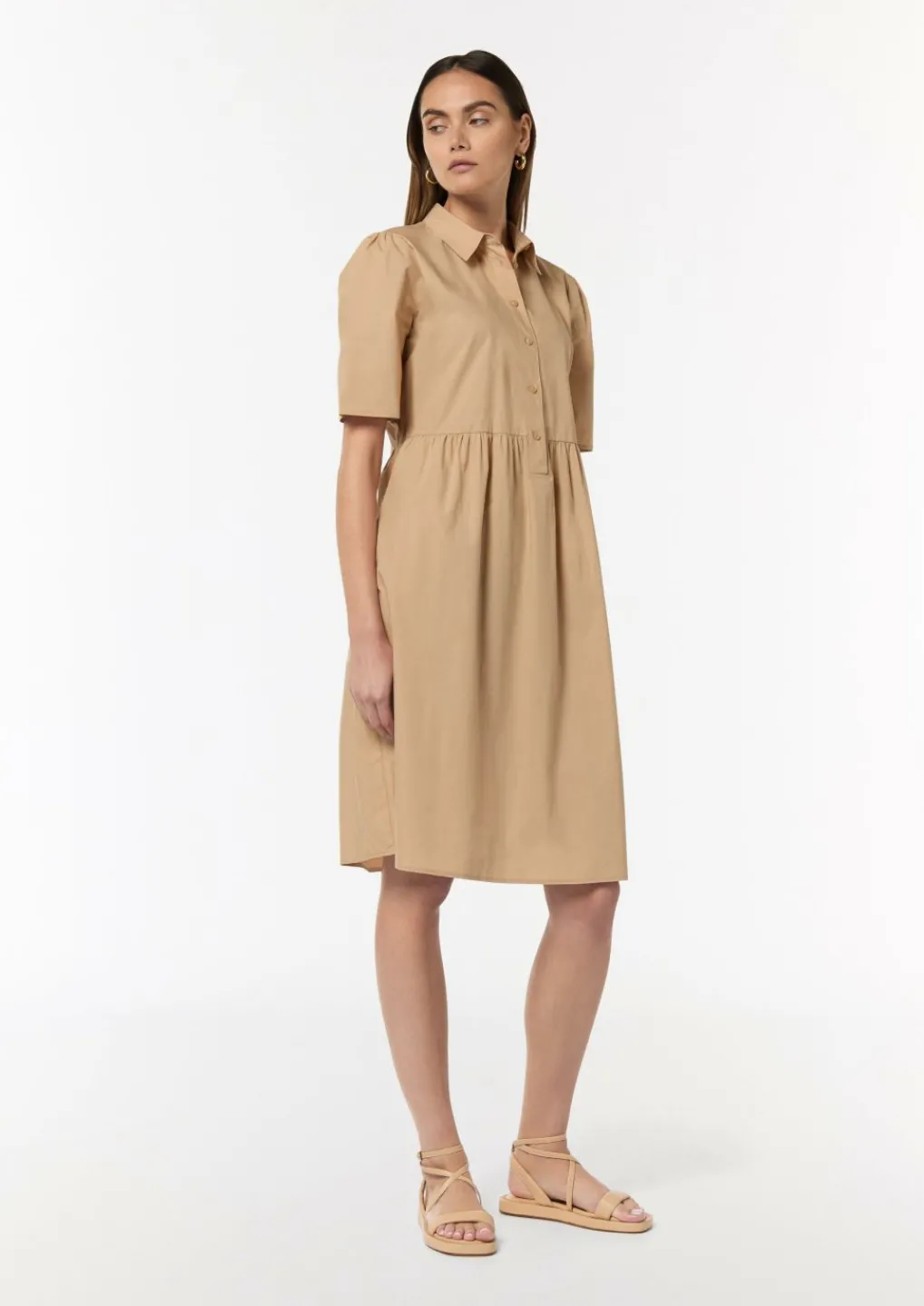 Baumwollkleid mit Hemdkragen-Comma Clearance