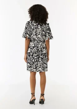 Baumwoll-Kleid mit Hemdkragen und All-over-Print-Comma Hot