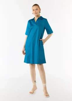 Baumwollkleid mit Hemdkragen und Eingrifftaschen-Comma Hot