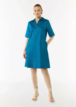 Baumwollkleid mit Hemdkragen und Eingrifftaschen-Comma Hot