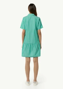Baumwoll-Kleid mit Volant-Saum und Hemdkragen-Comma Discount