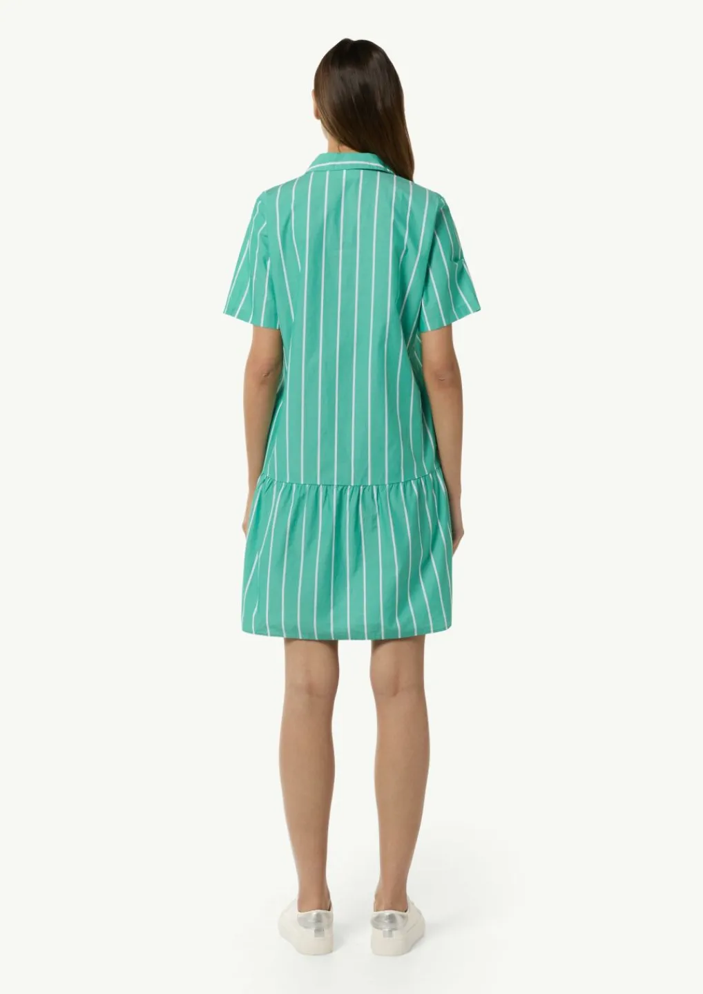 Baumwoll-Kleid mit Volant-Saum und Hemdkragen-Comma Discount