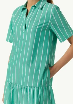 Baumwoll-Kleid mit Volant-Saum und Hemdkragen-Comma Discount