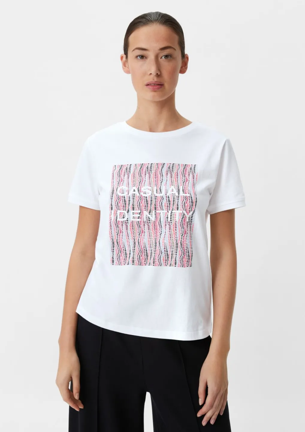 Baumwollshirt mit gummiertem Frontprint-Comma Discount