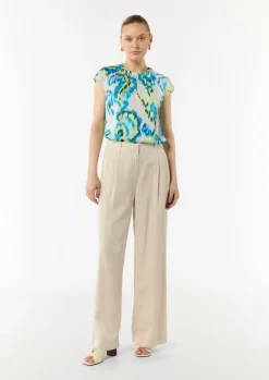 Bedruckte Satinbluse mit Faltendetail-Comma Clearance