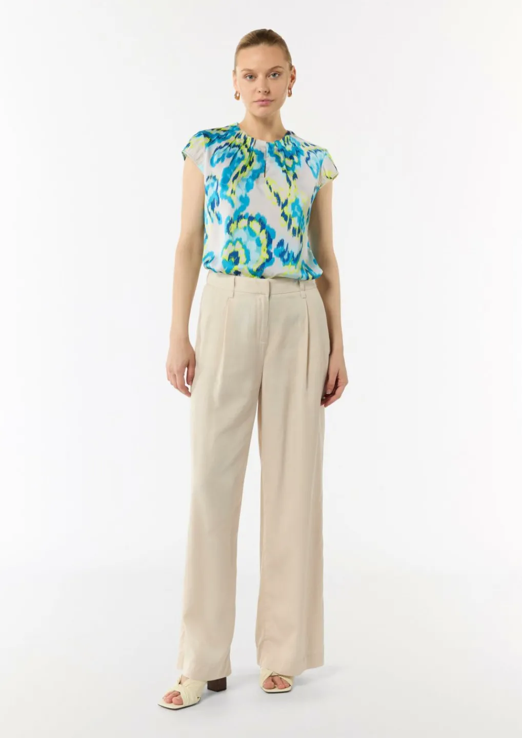 Bedruckte Satinbluse mit Faltendetail-Comma Clearance