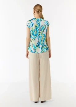 Bedruckte Satinbluse mit Faltendetail-Comma Clearance