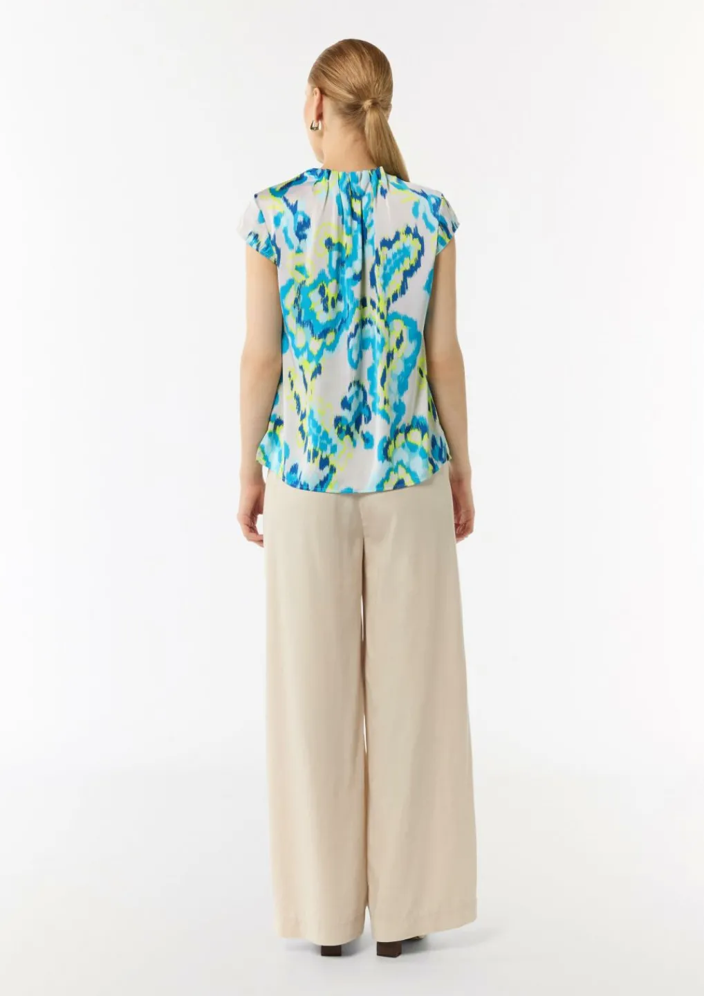 Bedruckte Satinbluse mit Faltendetail-Comma Clearance