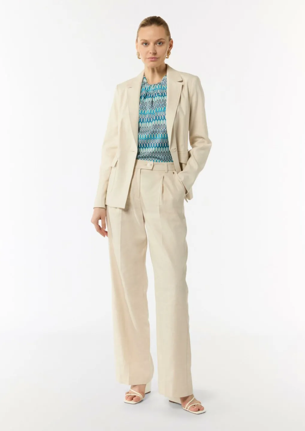 Bedruckte Satinbluse mit Faltendetail-Comma Discount