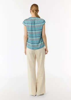 Bedruckte Satinbluse mit Faltendetail-Comma Discount
