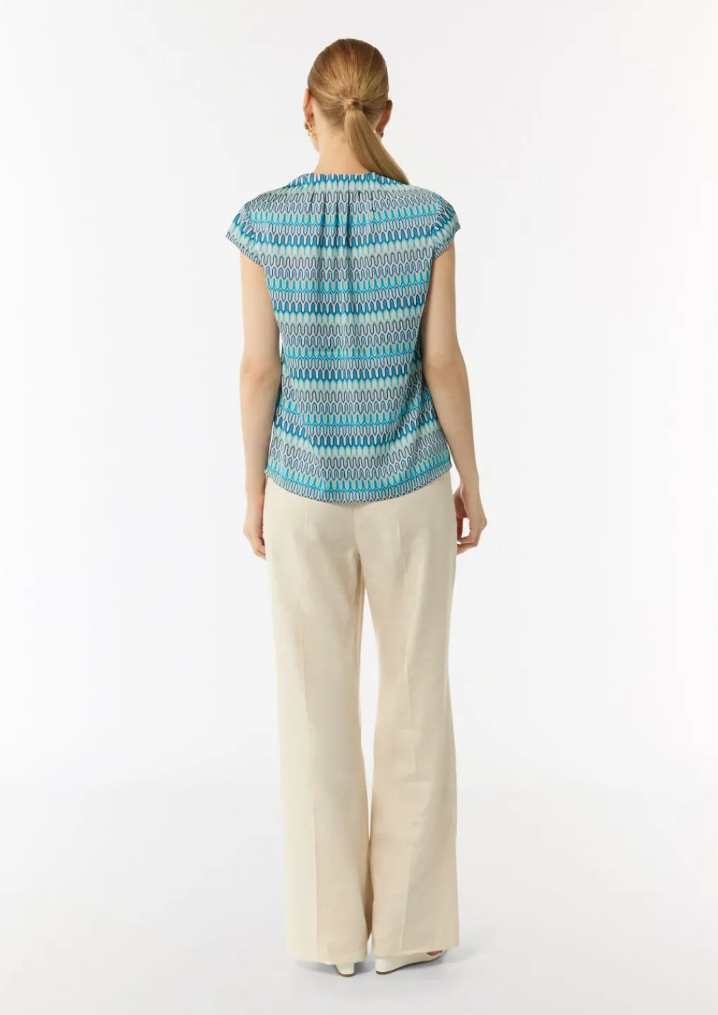 Bedruckte Satinbluse mit Faltendetail-Comma Discount