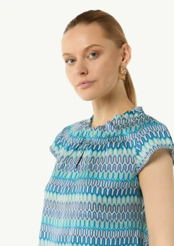 Bedruckte Satinbluse mit Faltendetail-Comma Discount