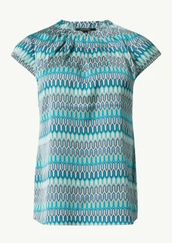 Bedruckte Satinbluse mit Faltendetail-Comma Discount