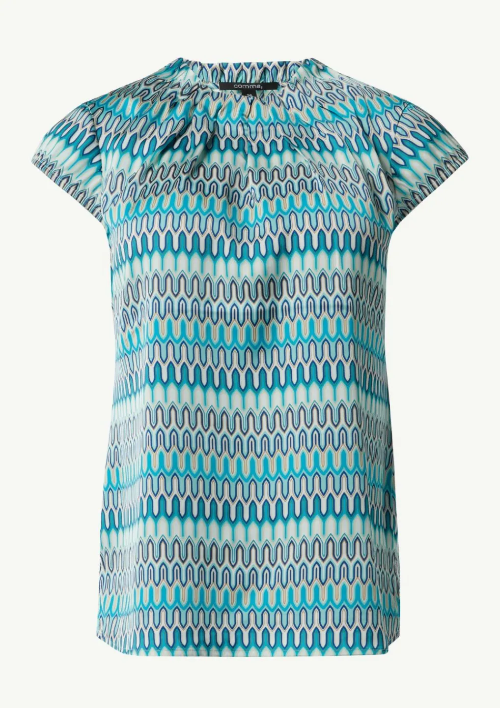 Bedruckte Satinbluse mit Faltendetail-Comma Discount