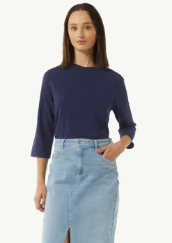 Bluse aus Jacquard mit T-Shirt-Ausschnitt-Comma Clearance