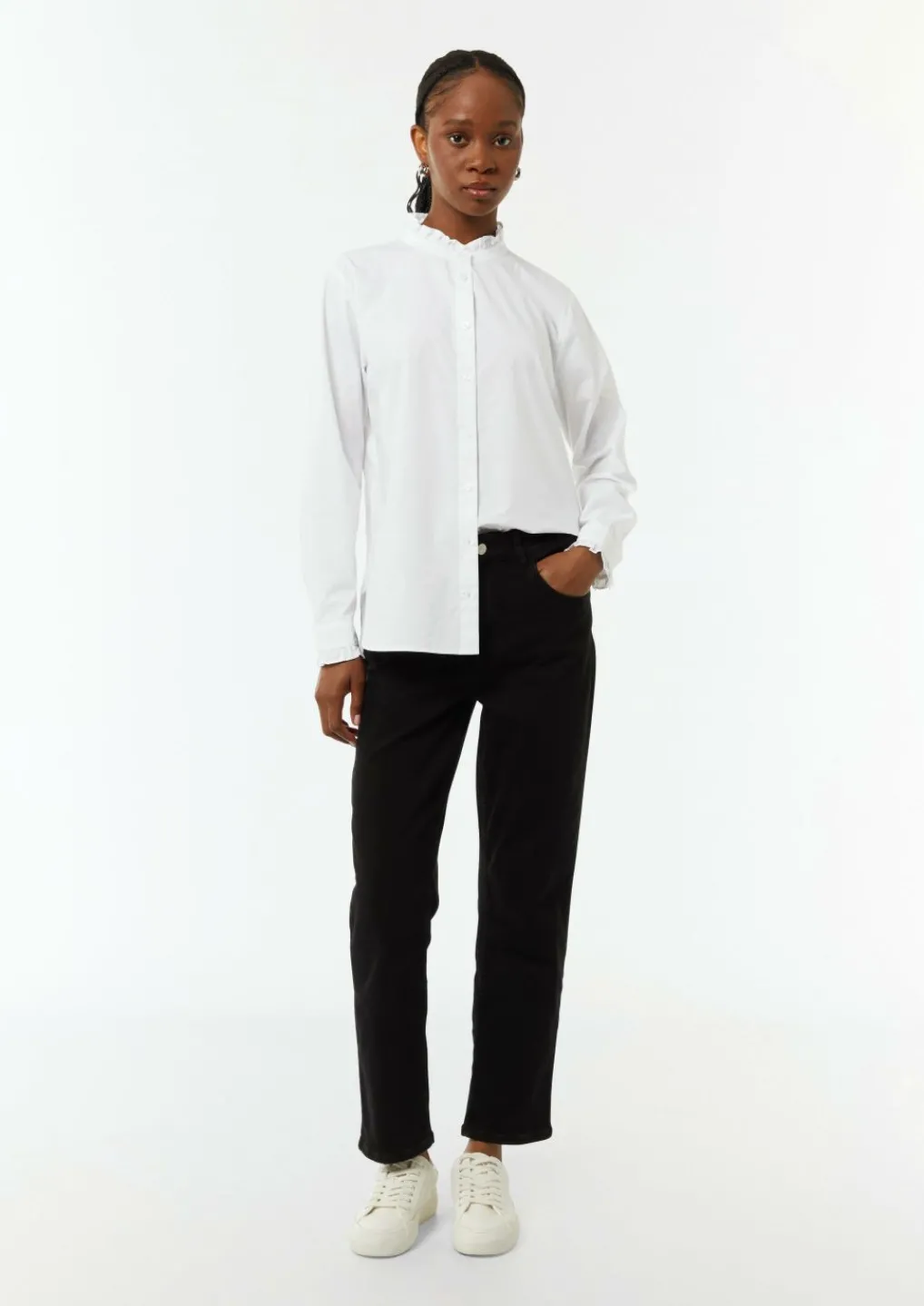 Bluse aus Popeline mit Rüschen-Details-Comma Sale