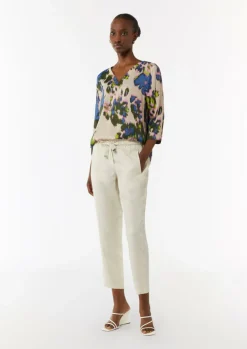 Bluse aus Satin mit All-over-Print-Comma Discount