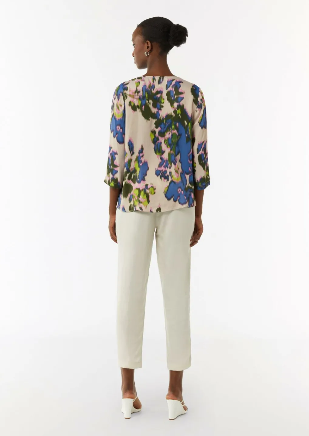 Bluse aus Satin mit All-over-Print-Comma Discount