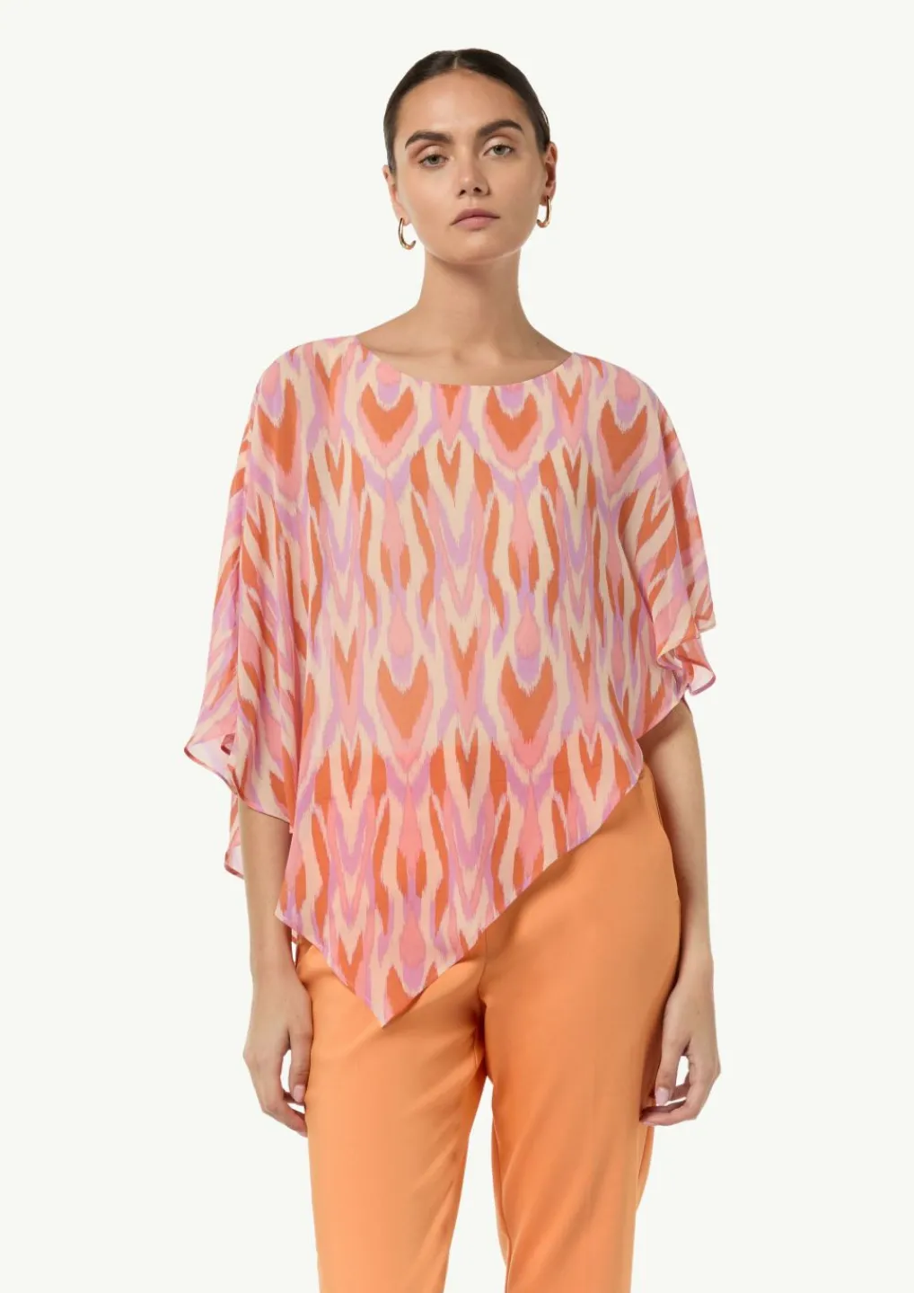 Bluse mit asymmetrischem Chiffon-Overlay-Comma Discount