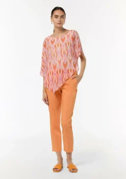 Bluse mit asymmetrischem Chiffon-Overlay-Comma Discount