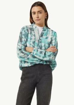 Bluse mit Reißverschluss und Manschetten-Comma Hot
