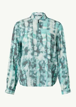Bluse mit Reißverschluss und Manschetten-Comma Hot