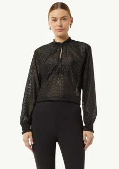Bluse mit Transparenz-Effekt und Glitzergarn-Comma Clearance
