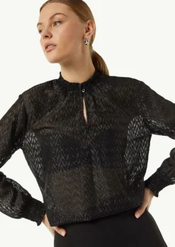 Bluse mit Transparenz-Effekt und Glitzergarn-Comma Clearance