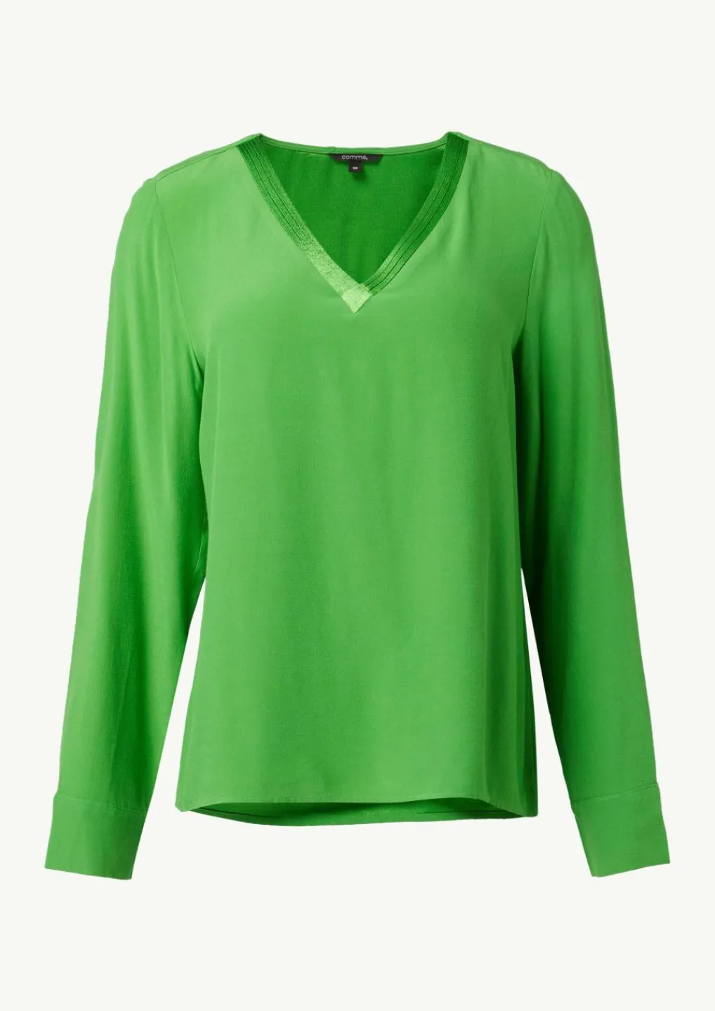Bluse mit V-Ausschnitt und Satinblende-Comma New