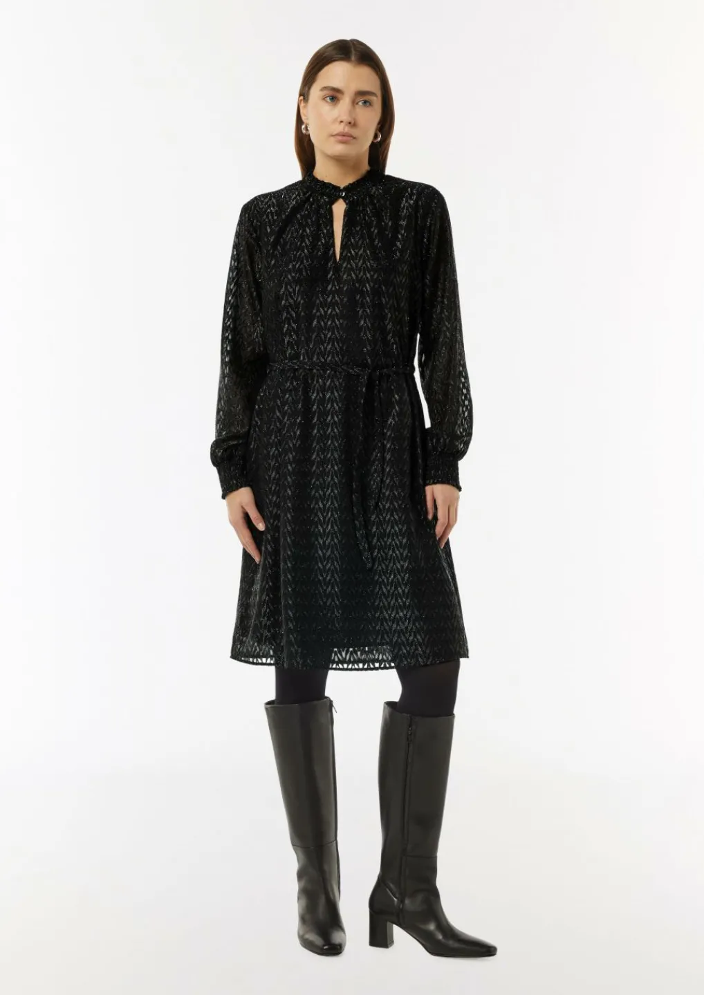 Blusenkleid mit Transparenz-Effekt und Glitzergarn-Comma Outlet