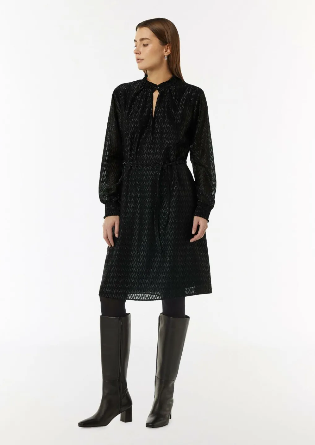Blusenkleid mit Transparenz-Effekt und Glitzergarn-Comma Outlet
