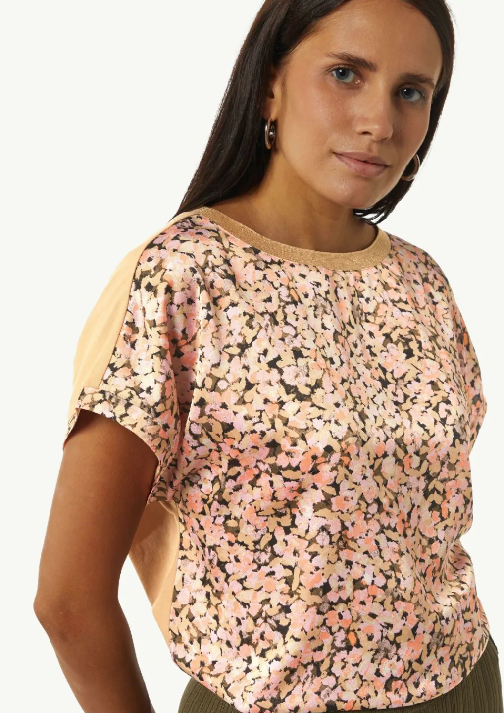 Blusenshirt im Fabricmix mit Metallic-Kragen-Comma Discount