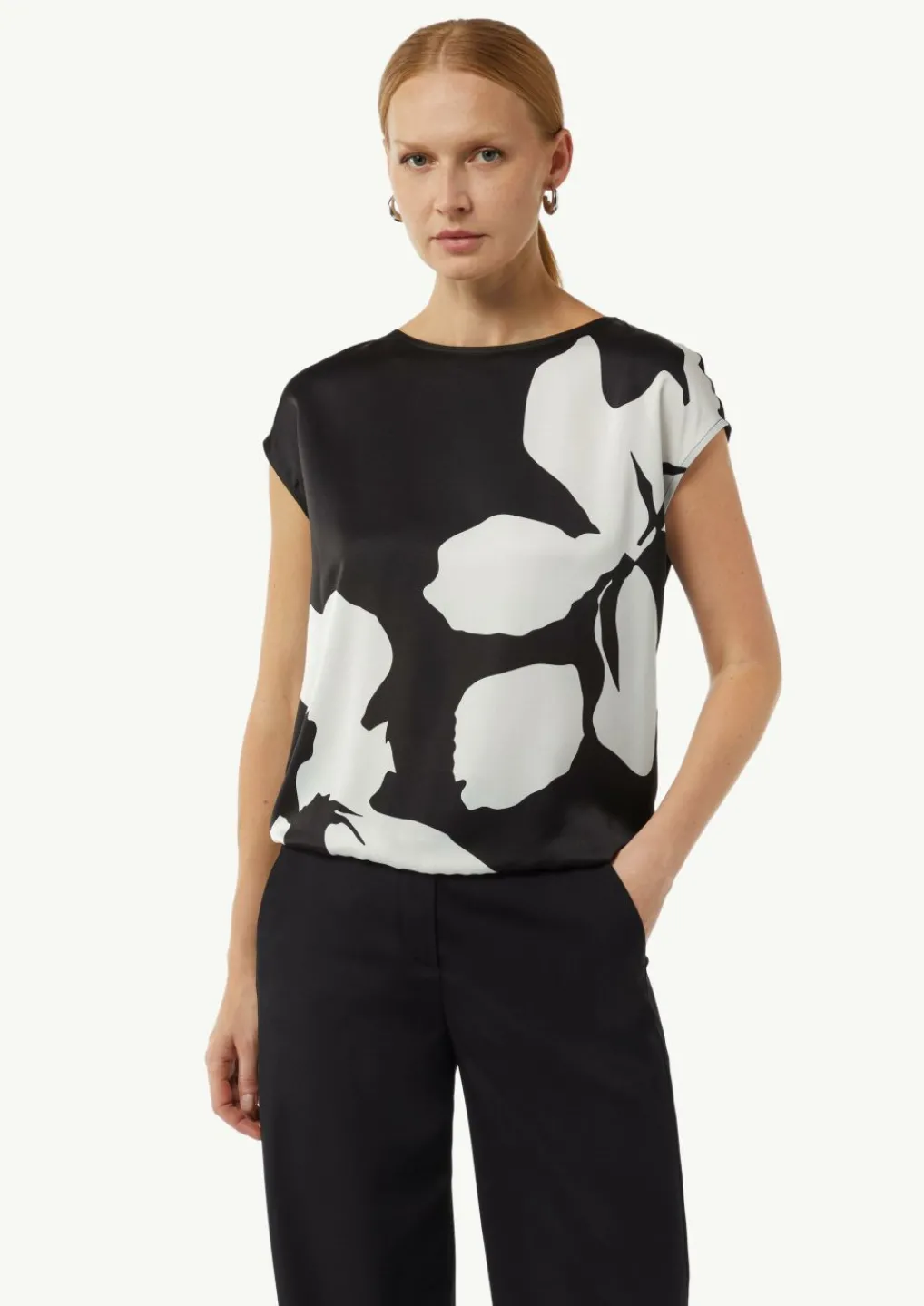 Blusenshirt im Fabricmix mit Elastiksaum-Comma Sale