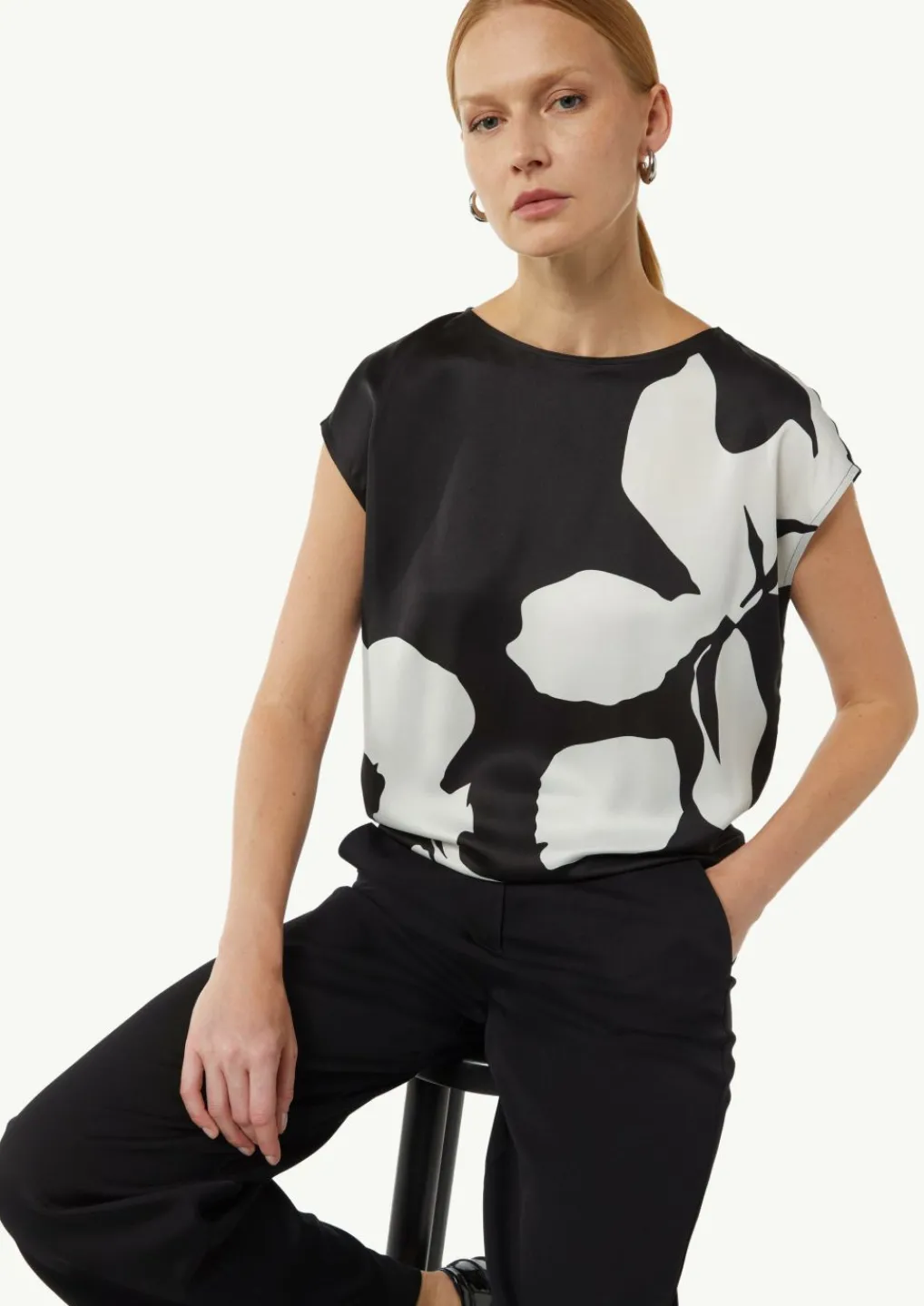 Blusenshirt im Fabricmix mit Elastiksaum-Comma Sale