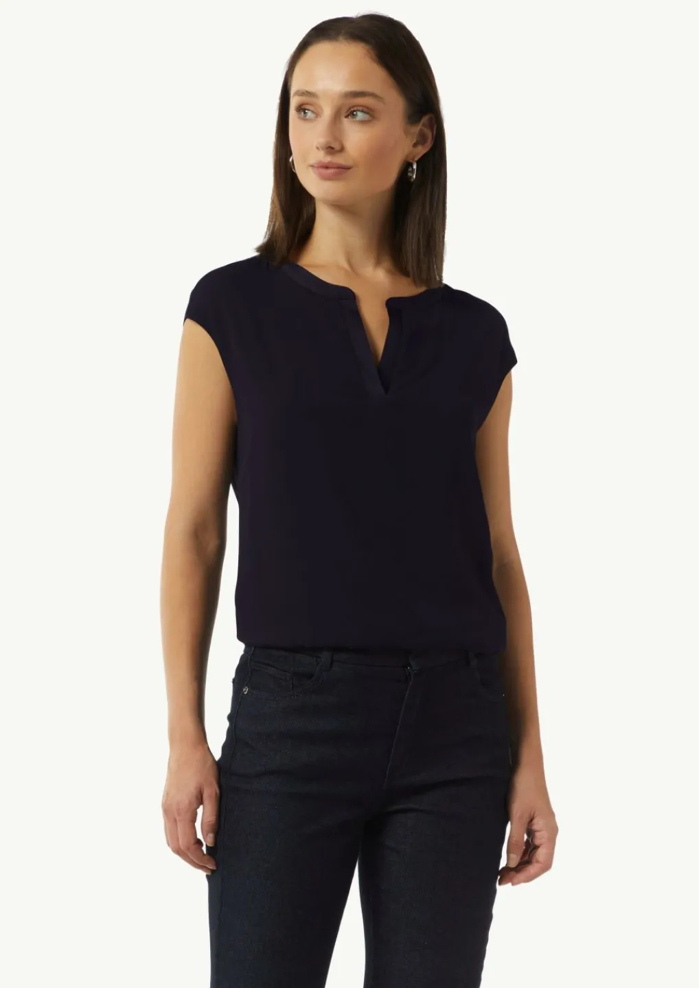Blusenshirt mit Tunika-Ausschnitt und Satinblende-Comma Hot
