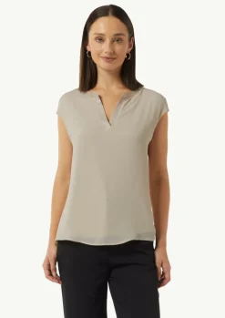 Blusenshirt mit Tunika-Ausschnitt und Satinblende-Comma Discount