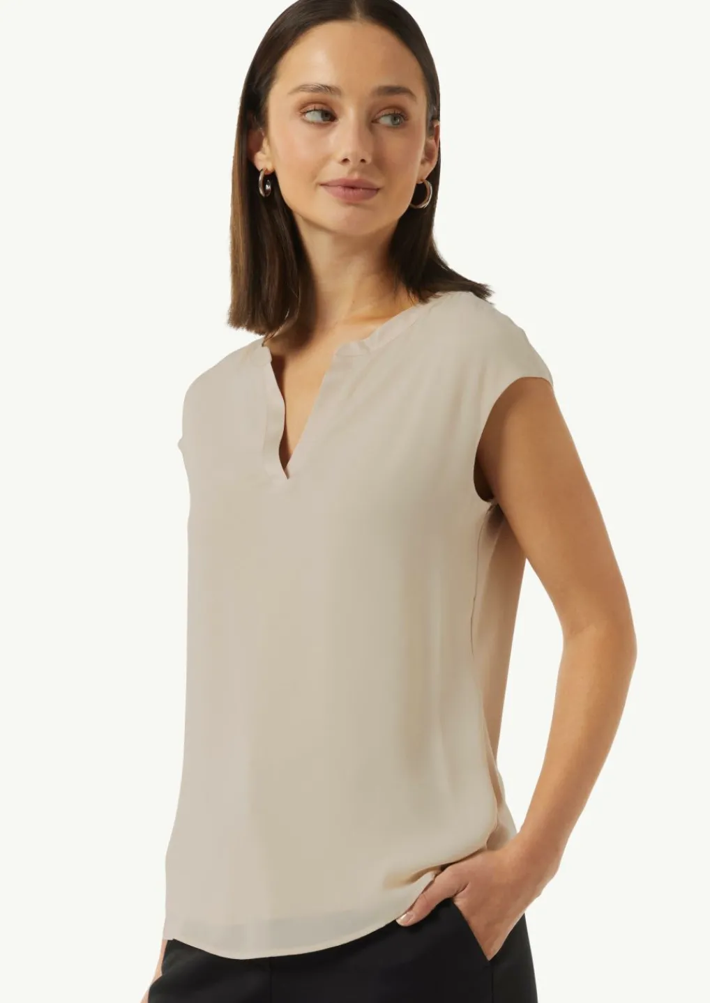 Blusenshirt mit Tunika-Ausschnitt und Satinblende-Comma Discount