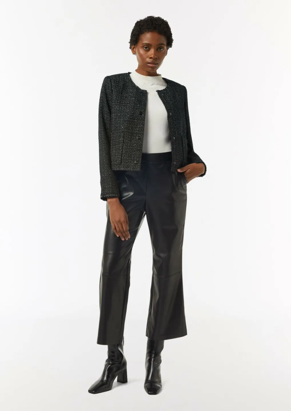 Bouclé-Jacke mit Fransen-Detail und Glitzergarn-Comma Discount