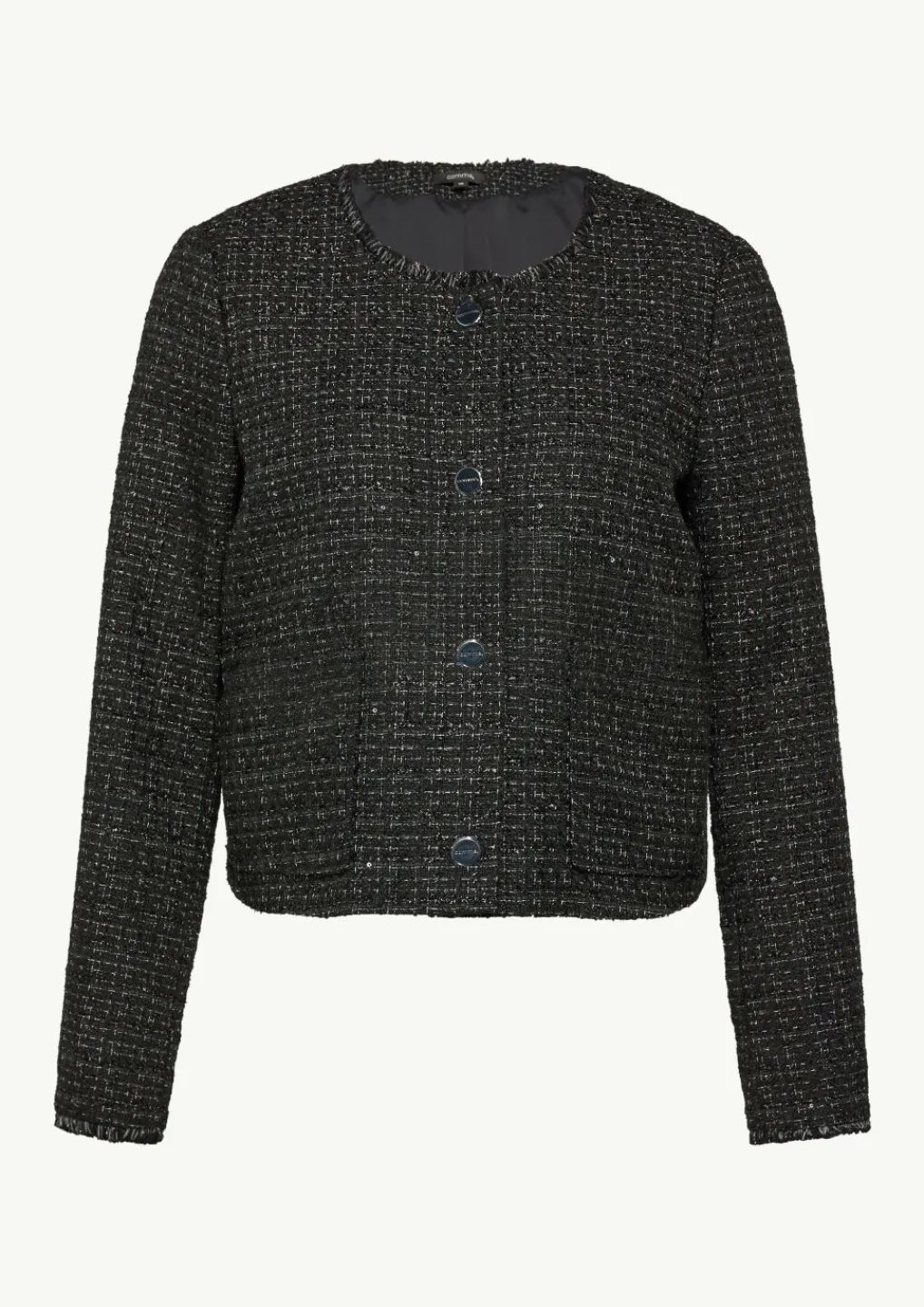 Bouclé-Jacke mit Fransen-Detail und Glitzergarn-Comma Discount