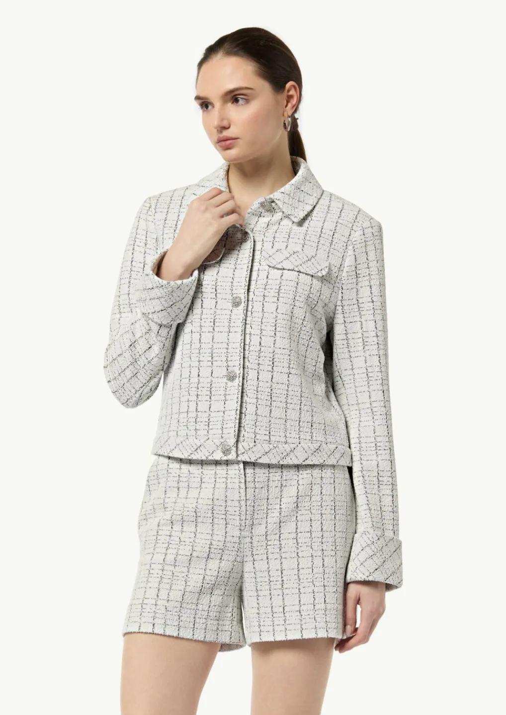 Bouclé-Jerseyjacke mit Metallic-Garn-Comma New