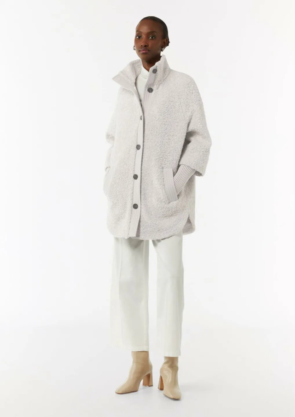 Bouclé-Mantel mit Strickdetails-Comma Online